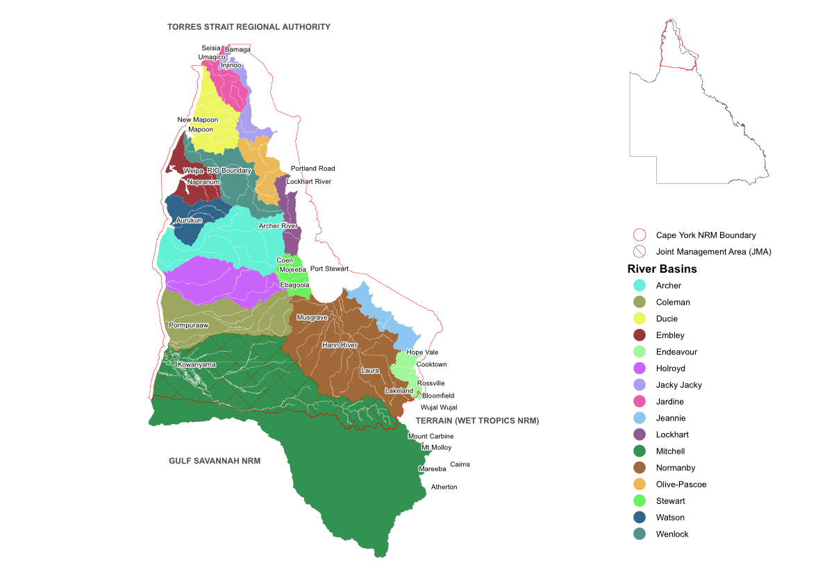 Map of Northern Queensland with Cape York Catchments